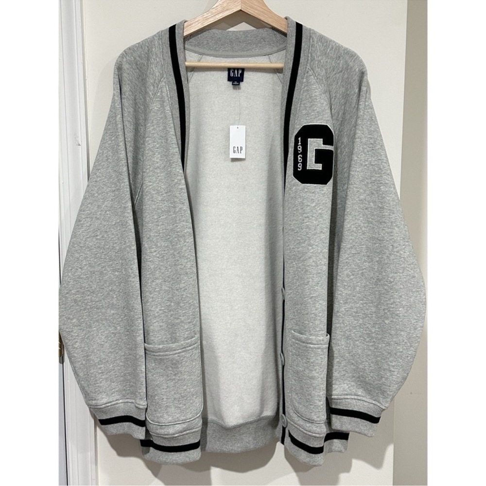 GAP Letterman's V Neck Button Down Sweatshirt - Picture 3 of 7